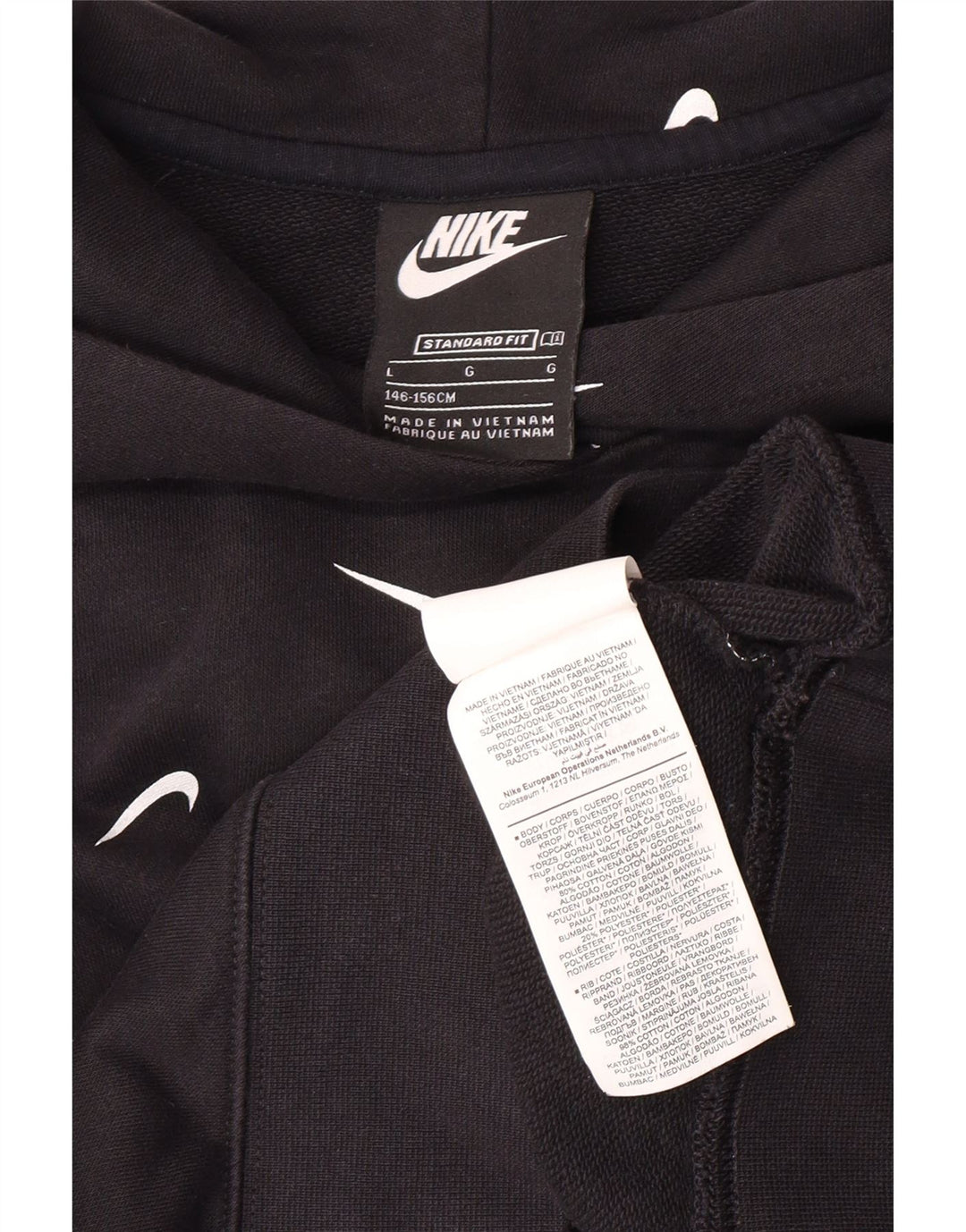 NIKE - Sudadera con capucha para niña (12 a 13 años, talla grande), color negro