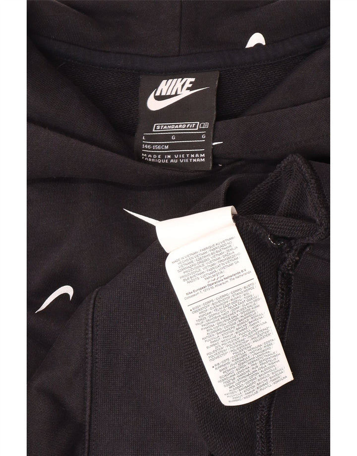 NIKE - Sudadera con capucha para niña (12 a 13 años, talla grande), color negro
