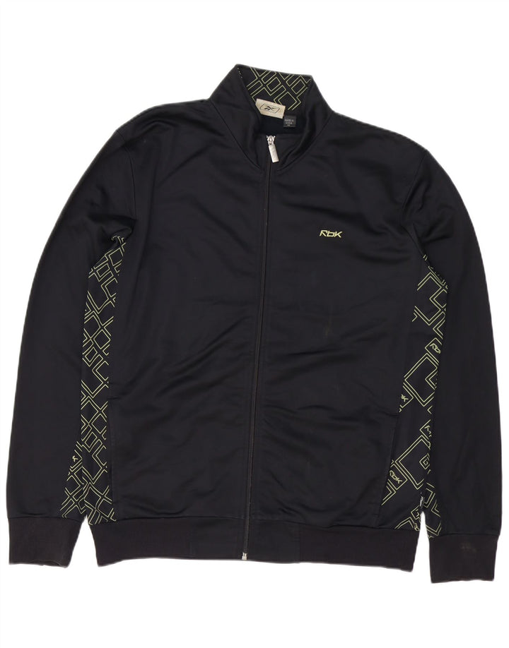 REEBOK Chaqueta superior de chándal con gráfico para hombre Poliéster geométrico negro mediano