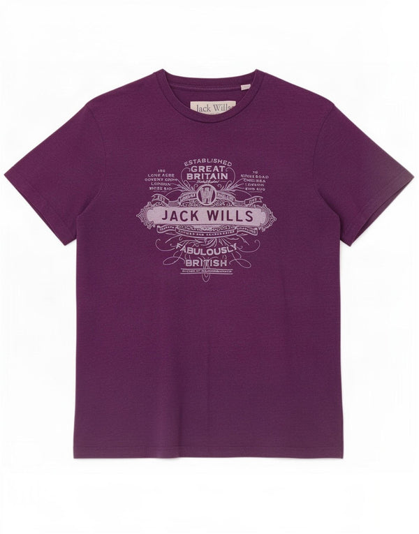 Jack Wills Camiseta gráfica para hombre Top XS Algodón morado