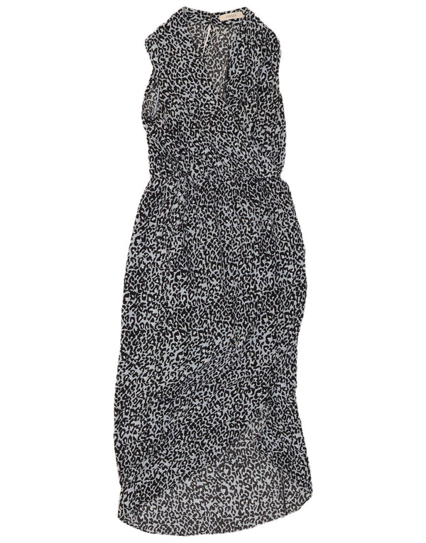 OASIS Vestido largo sin mangas para mujer UK 40 Pequeño azul Estampado animal Poliéster