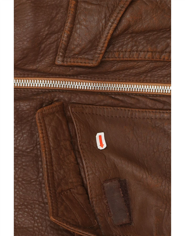 CONBIPEL Mens Military Leather Jacket UK 38 Medium Brown Leather Vintage Conbipel and Second-Hand Conbipel from Messina Hembry 