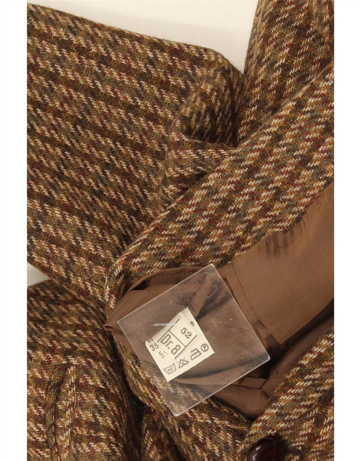 Vintage hombres 2 botones Blazer chaqueta IT 52 XL lana de pata de gallo marrón