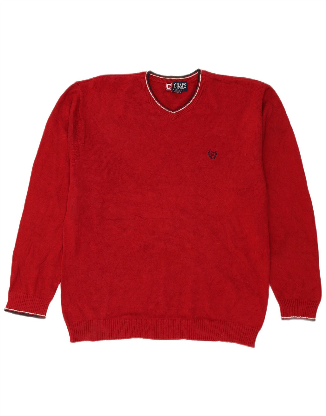 Chaps Jersey con cuello en V para hombre de algodón rojo medio