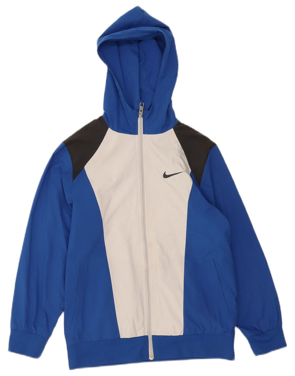 Nike - Chaqueta de chándal con capucha para niño (10-11 años), color azul medio