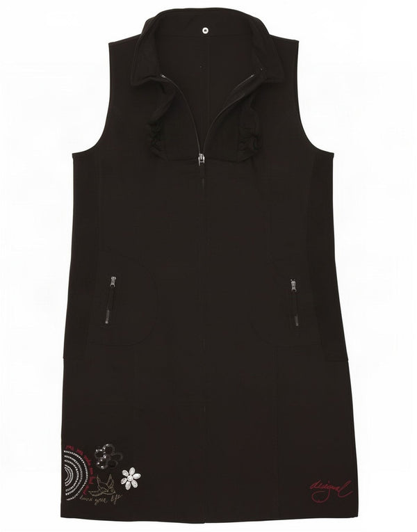 Desigual Womens Graphic Sleeveless Shirt Dress EU 44 XL Black Cotton