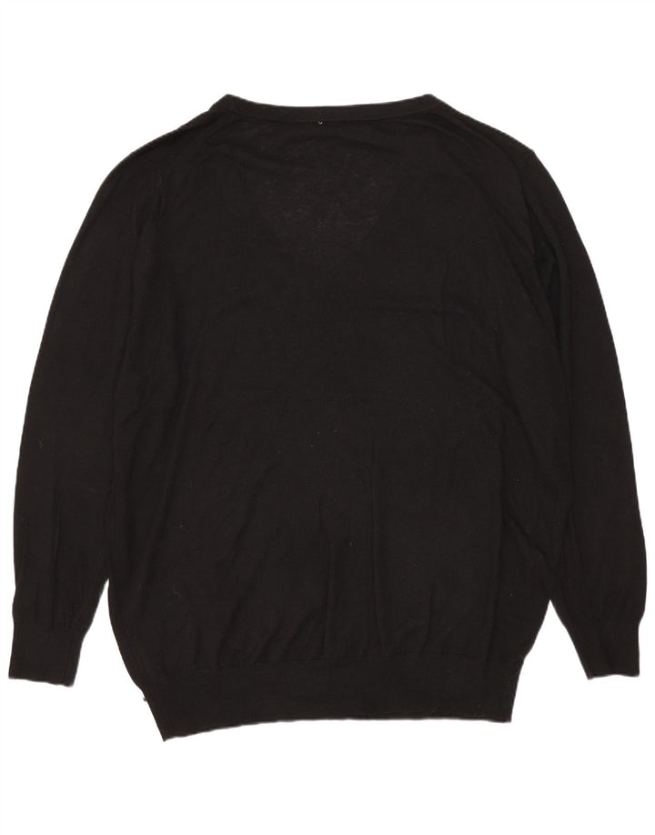 Zara Suéter oversize con cuello en V para mujer UK 44 Medium Black Modal