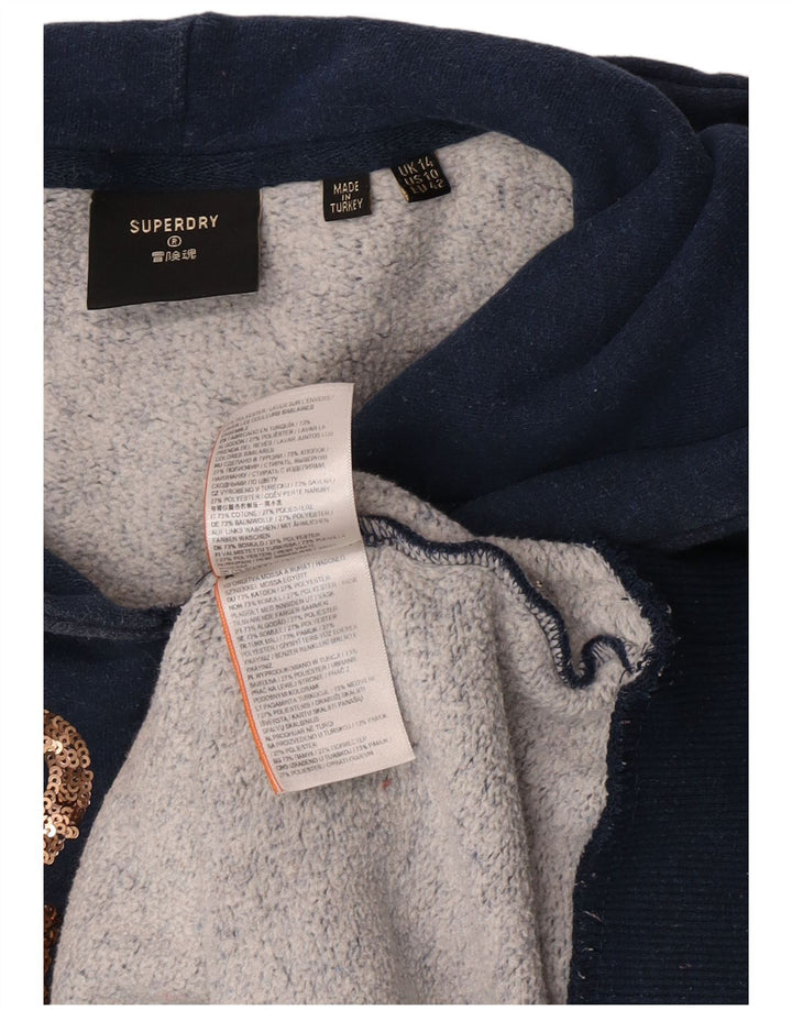 Superdry Jersey con capucha gráfica para mujer Reino Unido 44 Algodón azul marino mediano