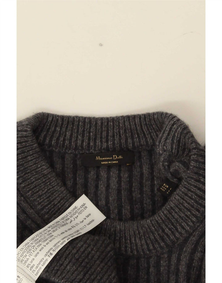 Massimo Dutti Jersey De Cuello Redondo Para Mujer UK 46 Large Lana Gris
