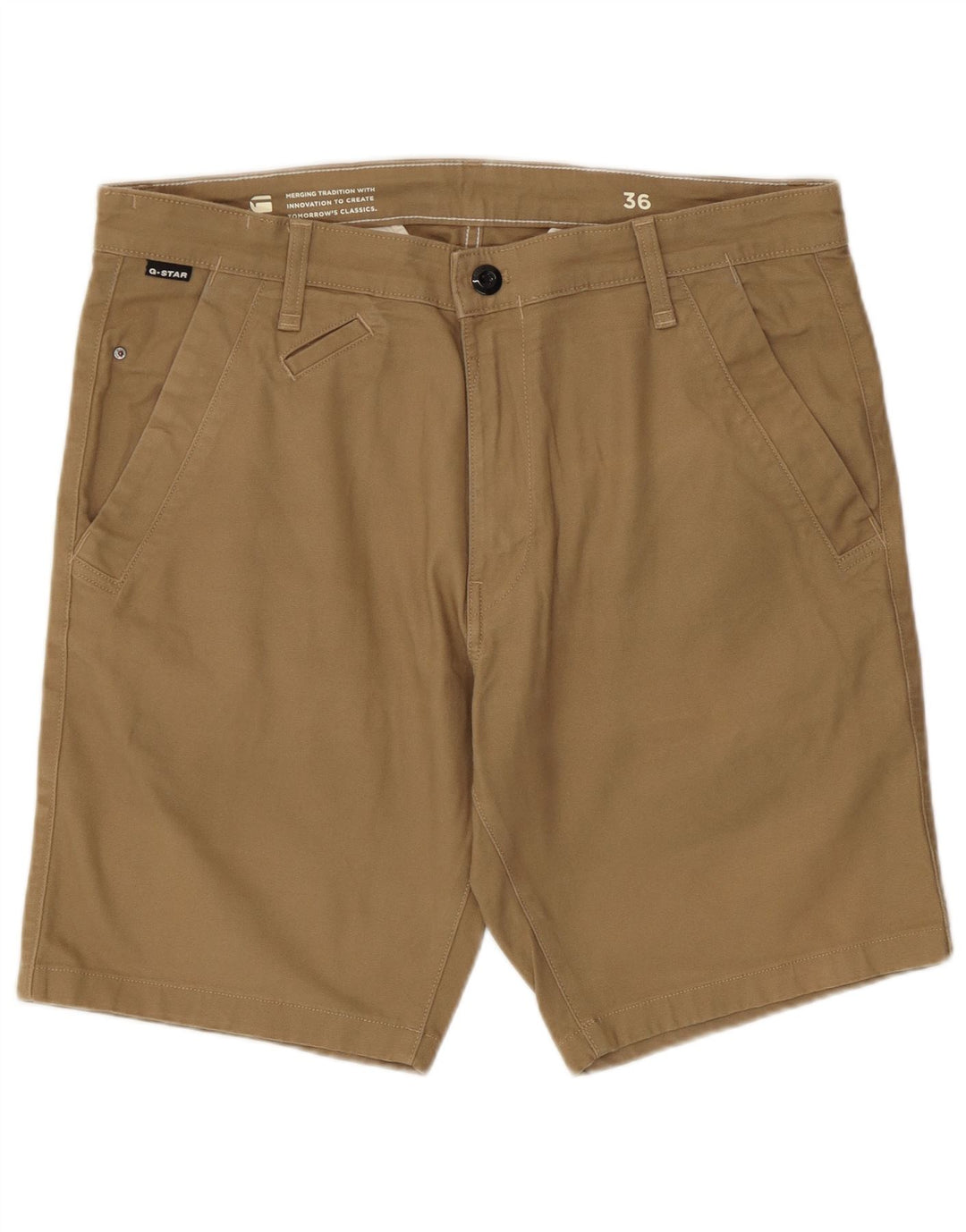 G-Star Pantalones cortos chinos para hombre W36 Large Algodón caqui