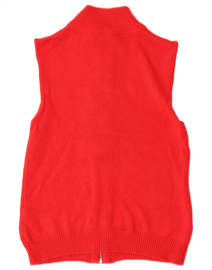 CHAPS Suéter tipo cárdigan sin mangas para mujer UK 46 Grande Algodón rojo