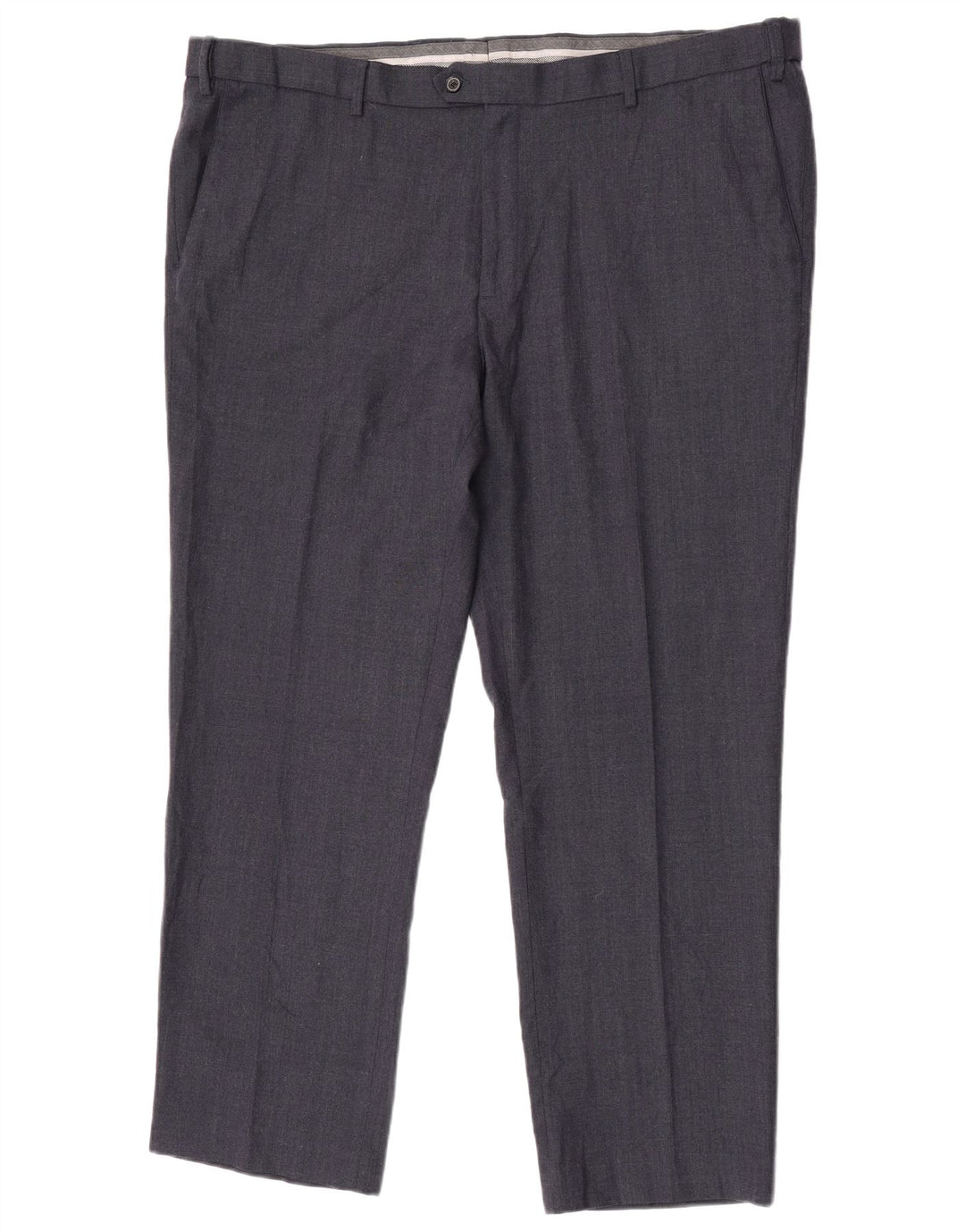 Marks & Spencer Pantalón de traje de corte regular para hombre W44 L31 Lana azul marino