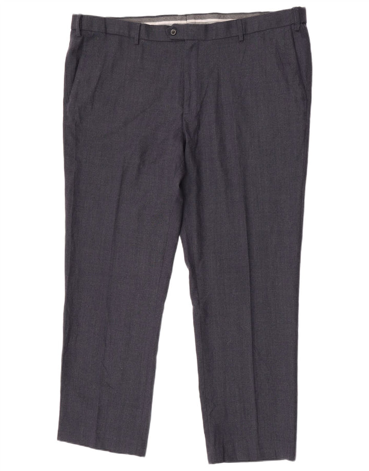 Marks & Spencer Pantalón de traje de corte regular para hombre W44 L31 Lana azul marino