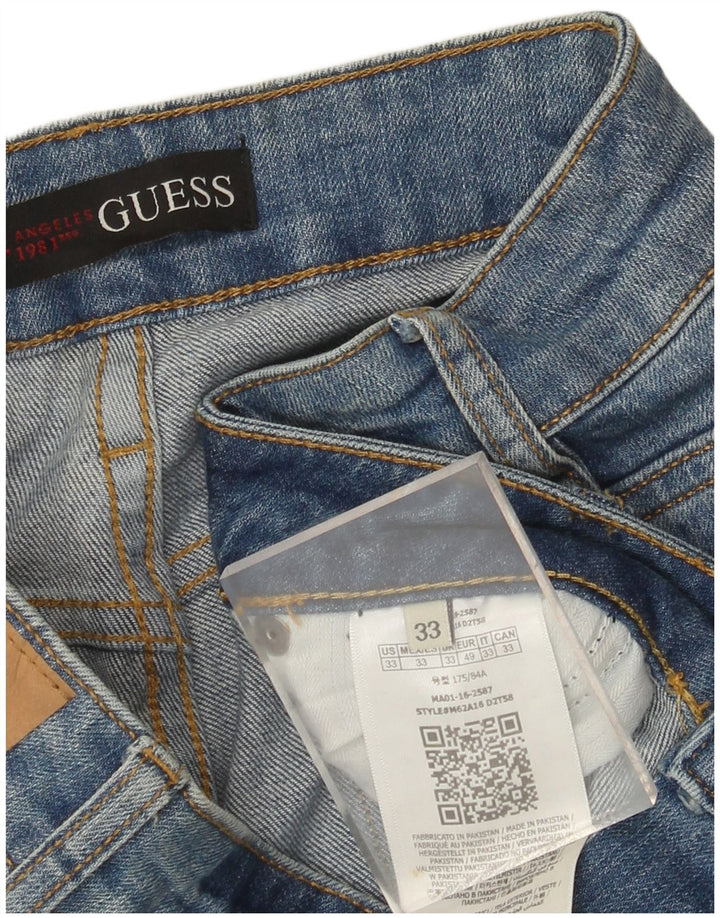 Guess Vaqueros ajustados desgastados para hombre W33 L32 Algodón azul