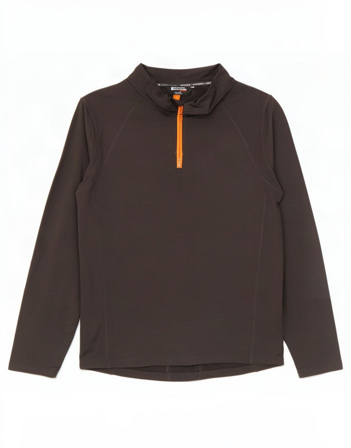 Camiseta de manga larga con cuello y cremallera IsoCool para hombre de Mountain Warehouse Gris medio