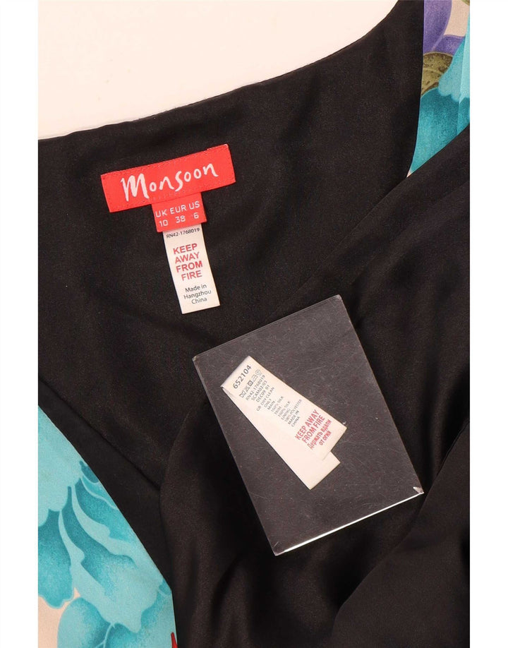 Monsoon Vestido Imperio Sin Mangas para Mujer UK 40 Pequeño Patchwork Multicolor