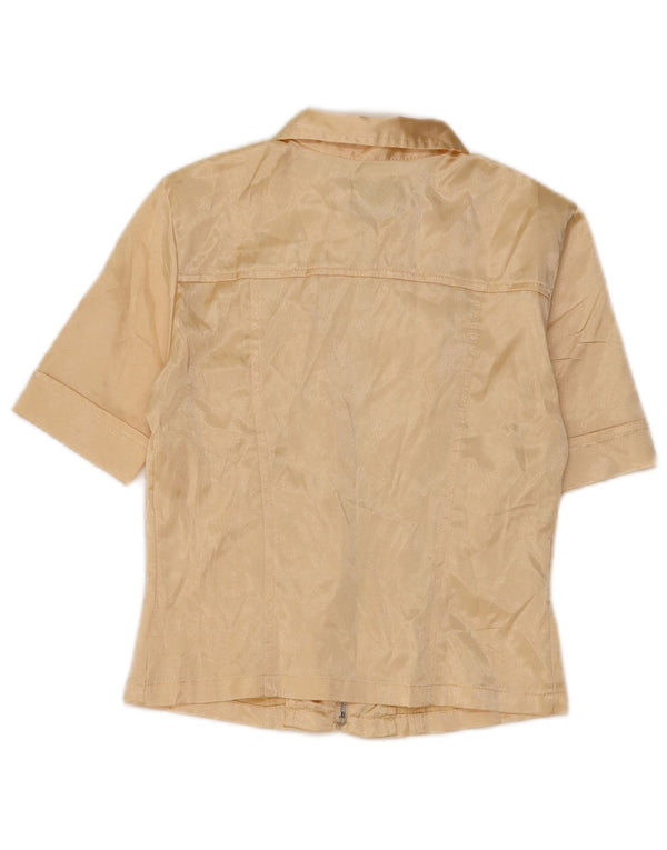 Blusa camisera de manga corta para mujer Easy UK 10 Small Beige Poliéster