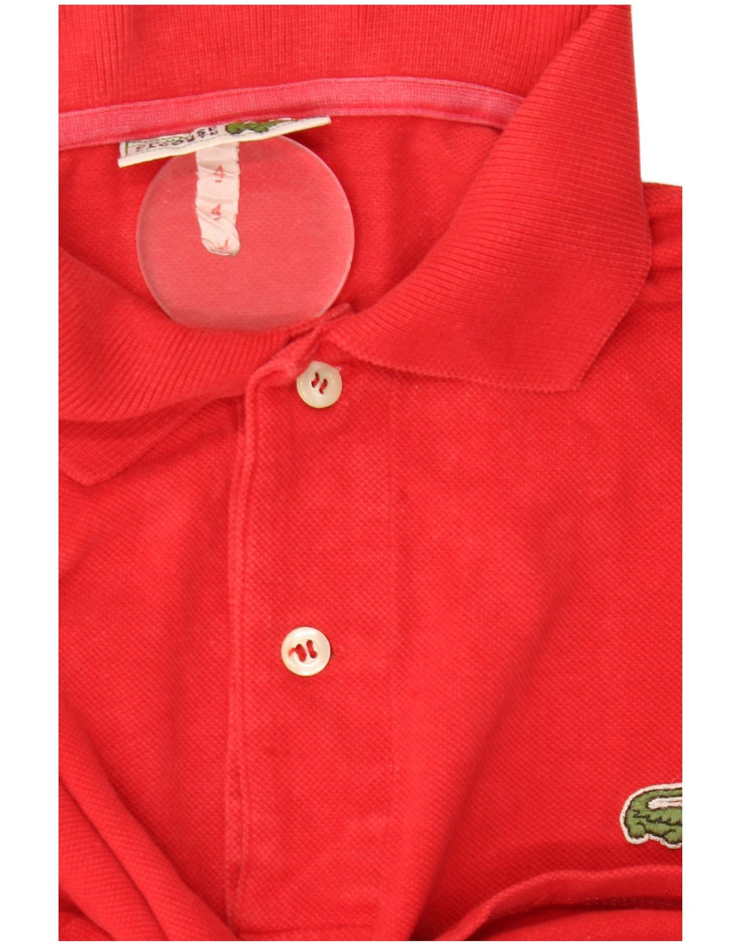 Lacoste Polo de manga larga para hombre talla 4 mediano algodón rojo