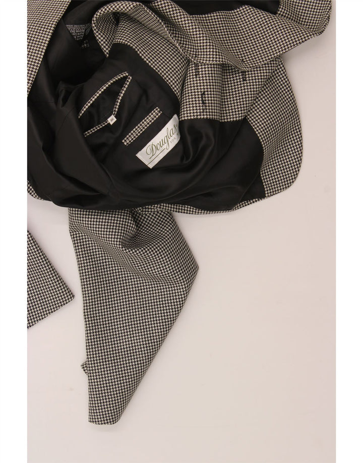 DOUGLAS Mens 2 Button Blazer Jacket IT 54 2XL Grey Houndstooth Virgin Wool Vintage Douglas and Second-Hand Douglas from Messina Hembry 