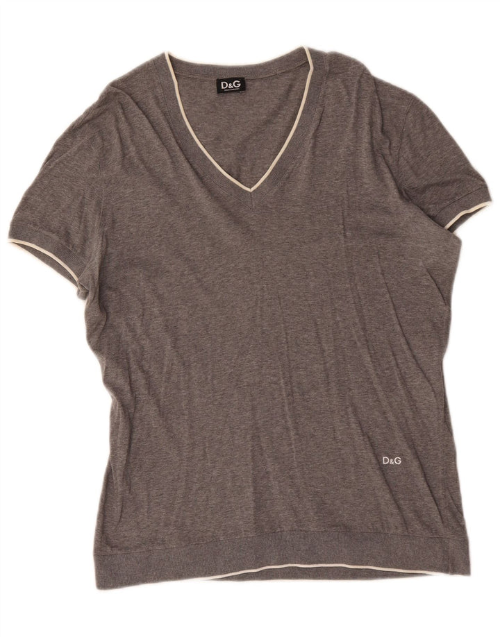 Dolce & Gabbana Hombre Camiseta Top Algodón Moteado Gris Medio