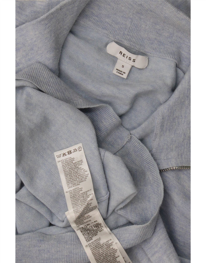 Jersey Reiss Hombre con cuello con cremallera y cuello redondo de algodón azul pequeño