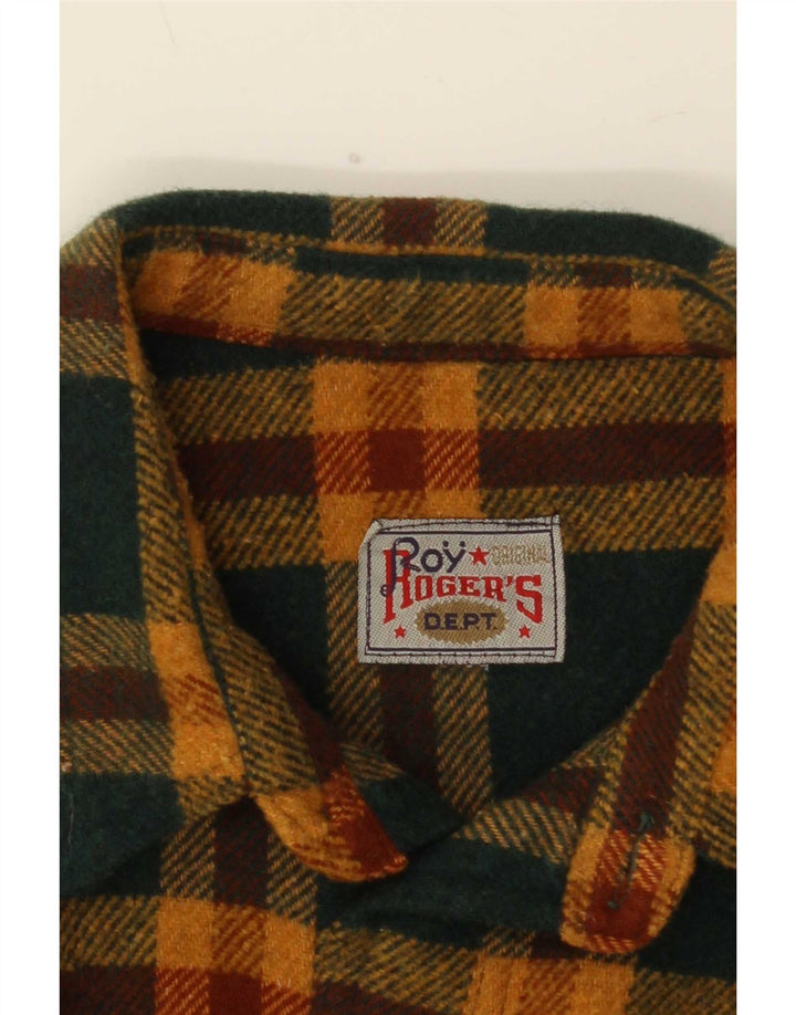 Roy Rogers Camisa de franela para hombre con cuadros verdes grandes