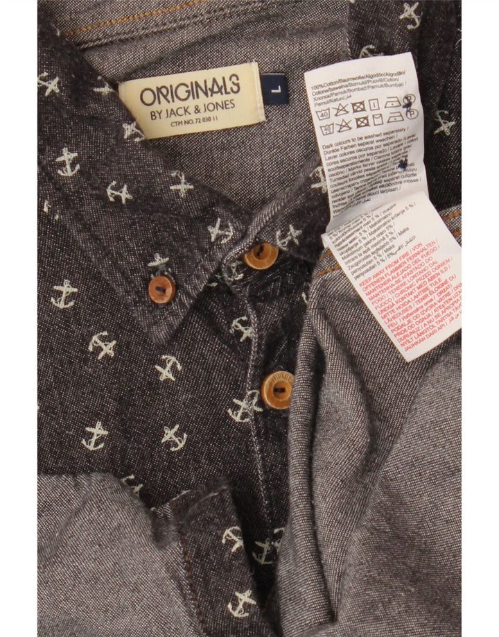 Jack & Jones Camisa de Manga Corta con Estampado Abstracto para Hombre Gris Grande de algodón