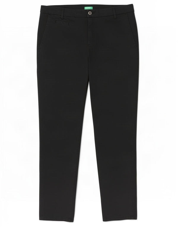 Pantalones chinos ajustados Benetton para mujer UK 12 Medium W32 L27 Algodón negro