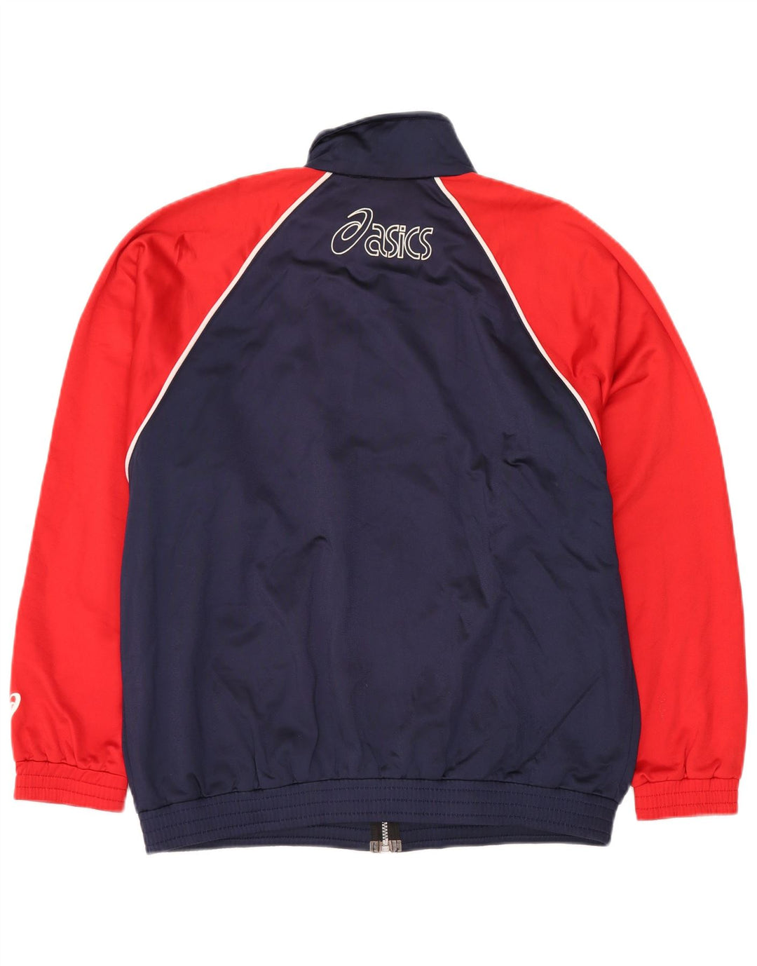 ASICS Chaqueta de chándal con gráfico para hombre, color azul marino medio, color block