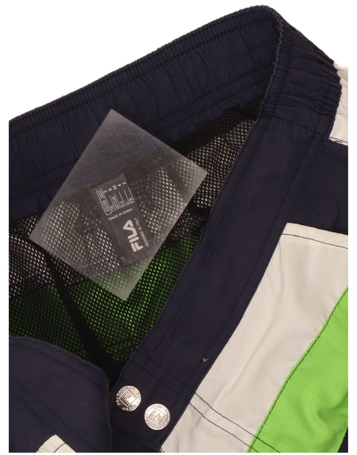 Fila Bañador con estampado gráfico para hombre, tamaño pequeño, poliéster color block azul marino