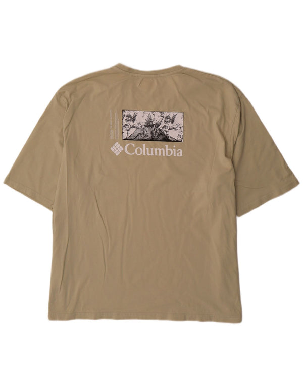 Columbia Mens Graphic T-Shirt Top XL Khaki Cotton Sports
