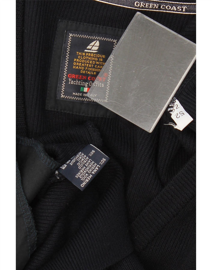 GREEN COAST Suéter tipo cárdigan para hombre IT 52 Grande Lana merino negra