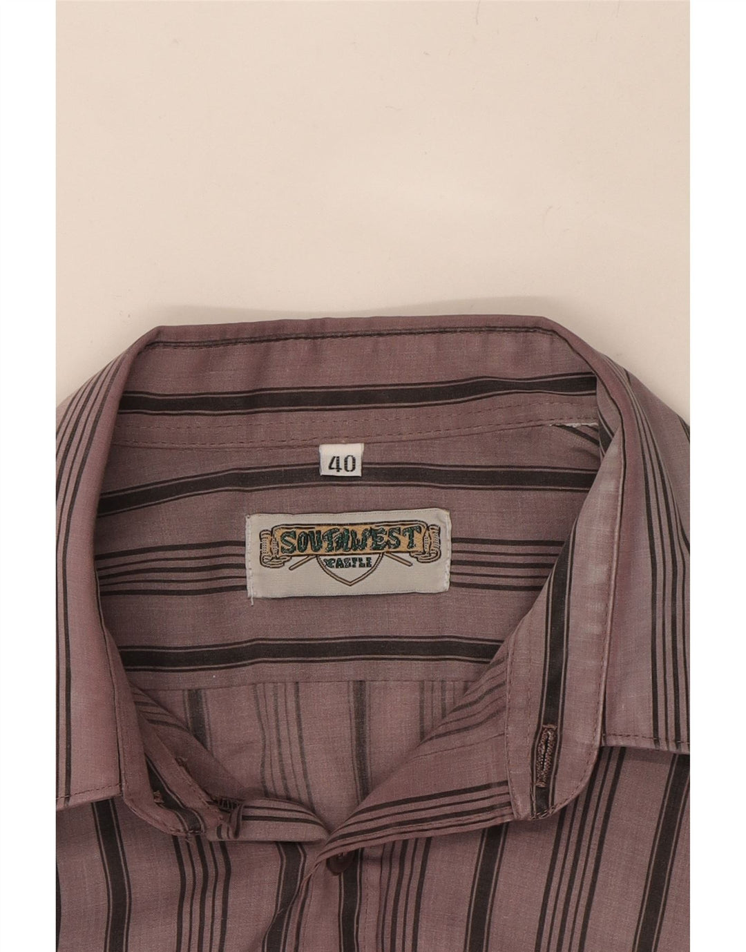 VINTAGE Mens Shirt Size 40 Medium Purple Striped Vintage Vintage and Second-Hand Vintage from Messina Hembry 