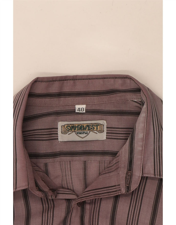 VINTAGE Mens Shirt Size 40 Medium Purple Striped Vintage Vintage and Second-Hand Vintage from Messina Hembry 