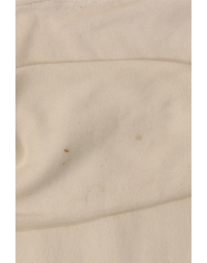 CHAMPION Jersey de forro polar con capucha y gráfico para mujer UK 14 Medium Off White Cotton