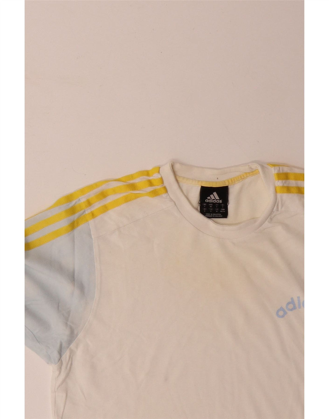 ADIDAS Hombre Camiseta Top Small Blanco Colorblock Algodón