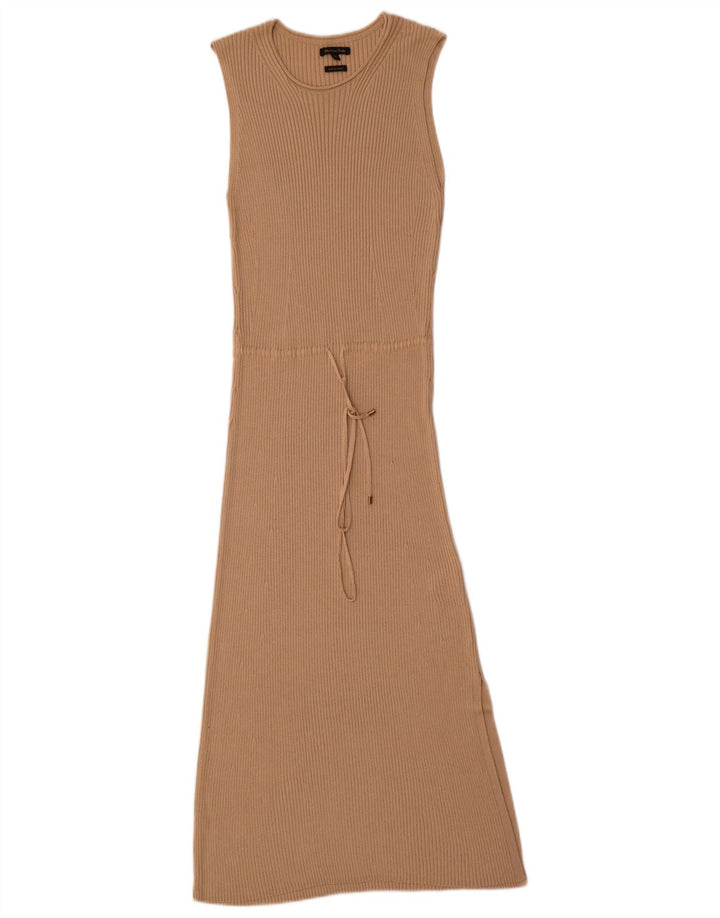 Massimo Dutti Maxi Vestido Sin Mangas Mujer UK 42 Viscosa Beige Medio
