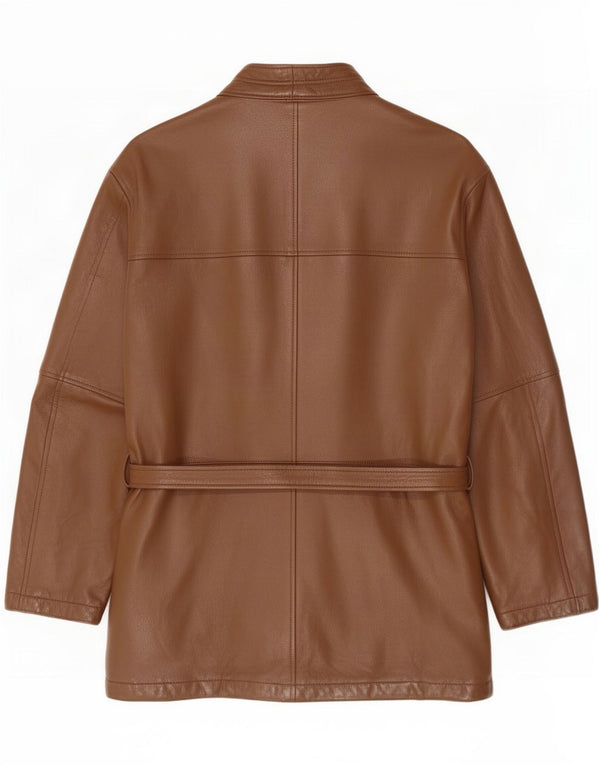Chaqueta de cuero vintage para hombre IT 46 Small Brown