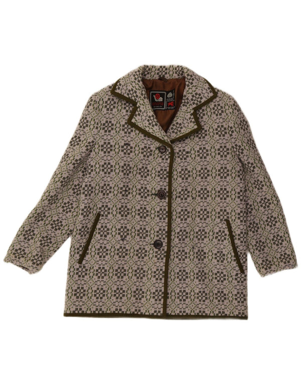 Chaqueta tipo blazer de 3 botones para mujer Eclipse UK 44 Lana geométrica gris medio