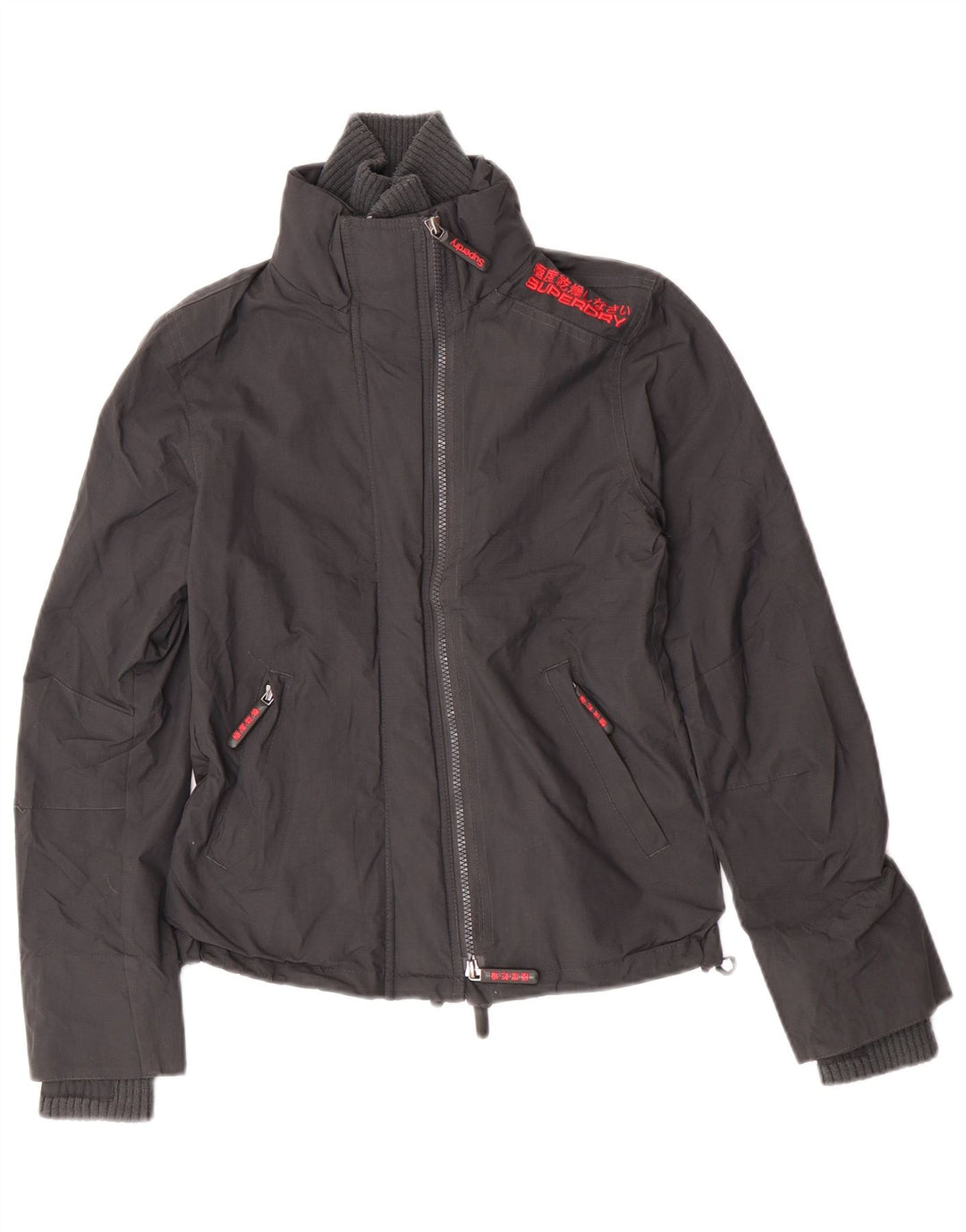 Superdry Chaqueta impermeable gráfica para mujer, talla 40, nailon gris pequeño