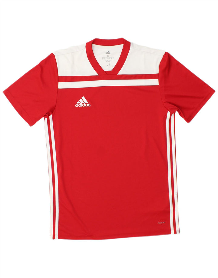 Adidas Hombre Climalite Camiseta Top Pequeño Rojo Colorblock Poliéster
