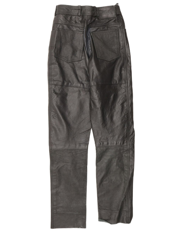 Louis Pantalones de cuero cónicos para mujer EU 36 Small W24 L30 Negro
