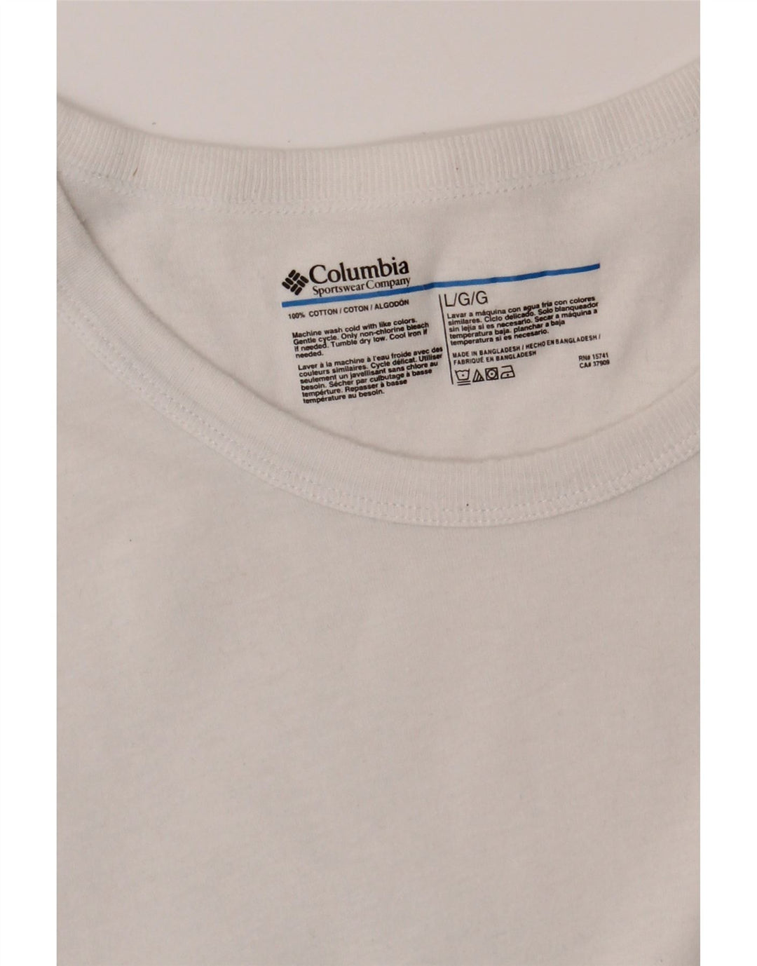 COLUMBIA Mens T-Shirt Top Large White Cotton Vintage Columbia and Second-Hand Columbia from Messina Hembry 