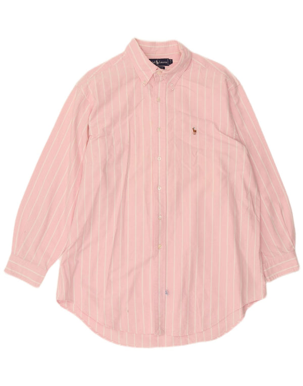 Ralph Lauren Camisa para hombre Talla 17 XL Algodón a rayas rosa
