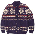Vintage hombres Cardigan suéter medio azul Fair Isle