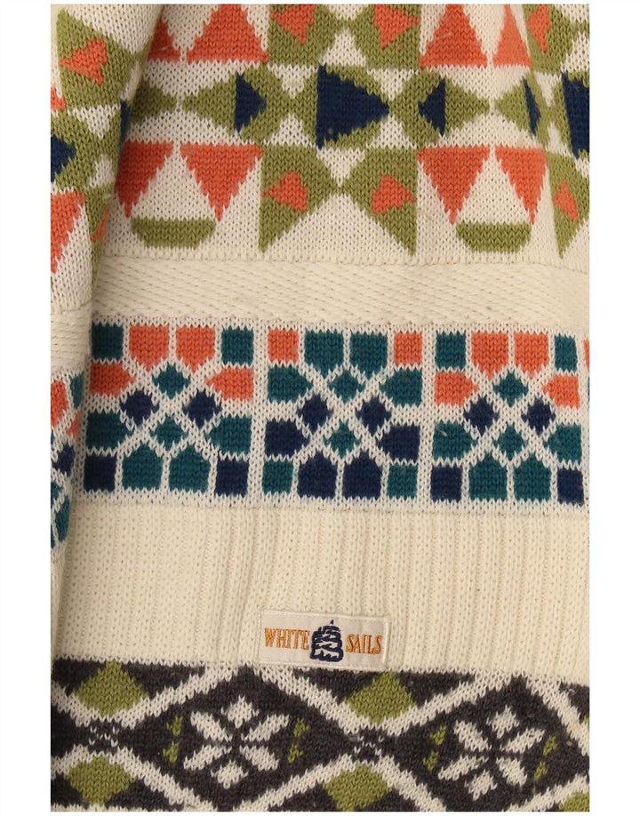 White Sails Jersey De Cuello Redondo Para Hombre Jersey Grande Beige Geométrico