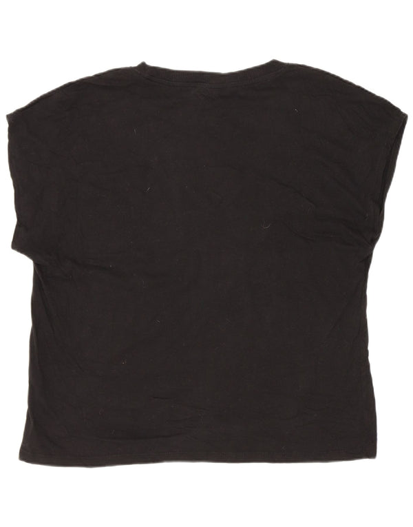 Zara Mujer Camiseta Top UK 44 Mediano Negro Algodón