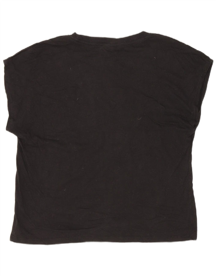 Zara Mujer Camiseta Top UK 44 Mediano Negro Algodón