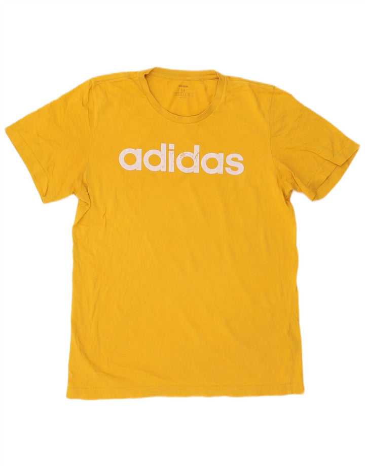 Adidas Hombre Camiseta Gráfica Top Algodón Amarillo Medio