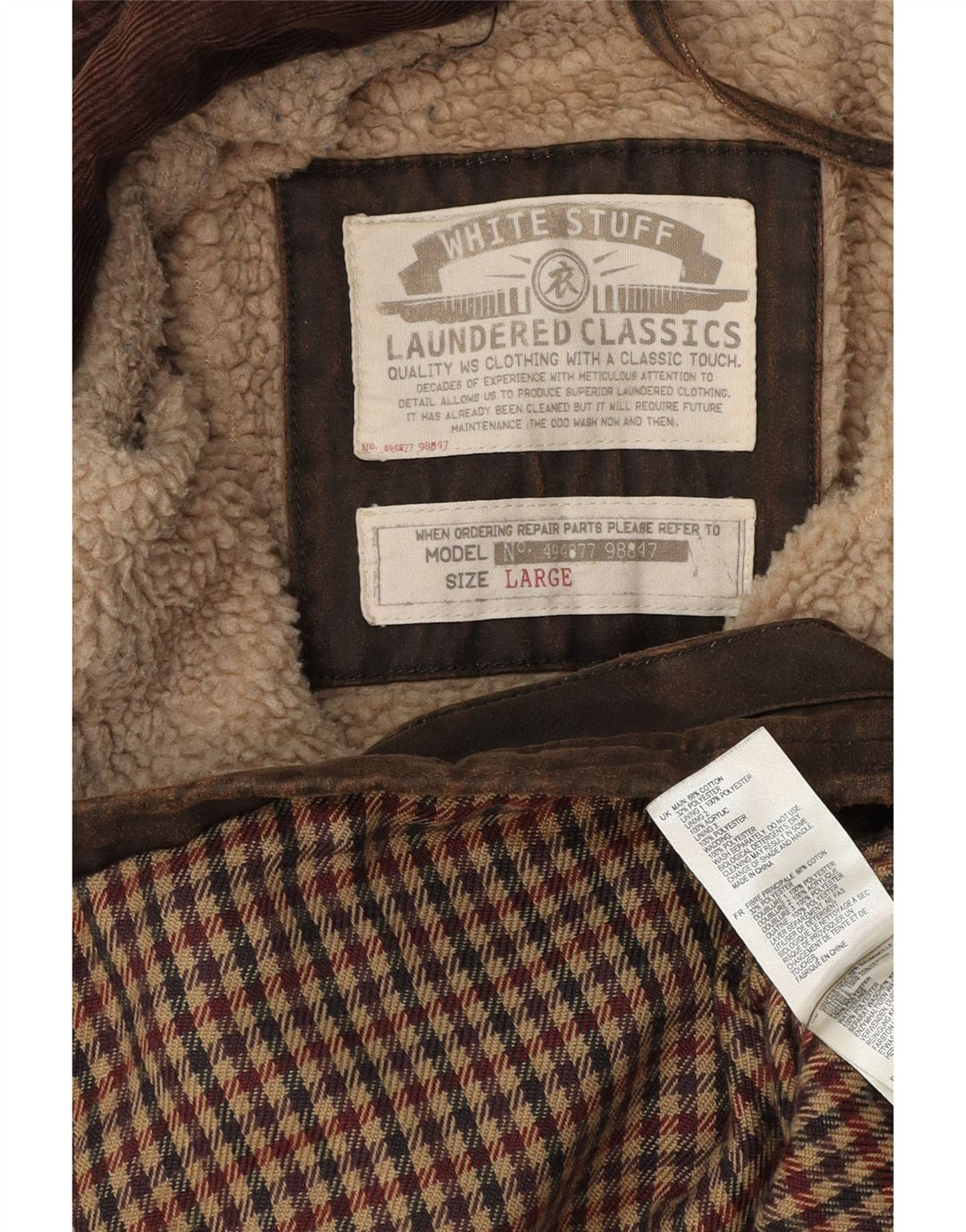 WHITE STUFF Chaqueta de algodón encerado para hombre UK 40 Grande Algodón marrón